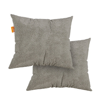 Set of 2 Bouclé Fabric Cushions - Gray - 45x45cm